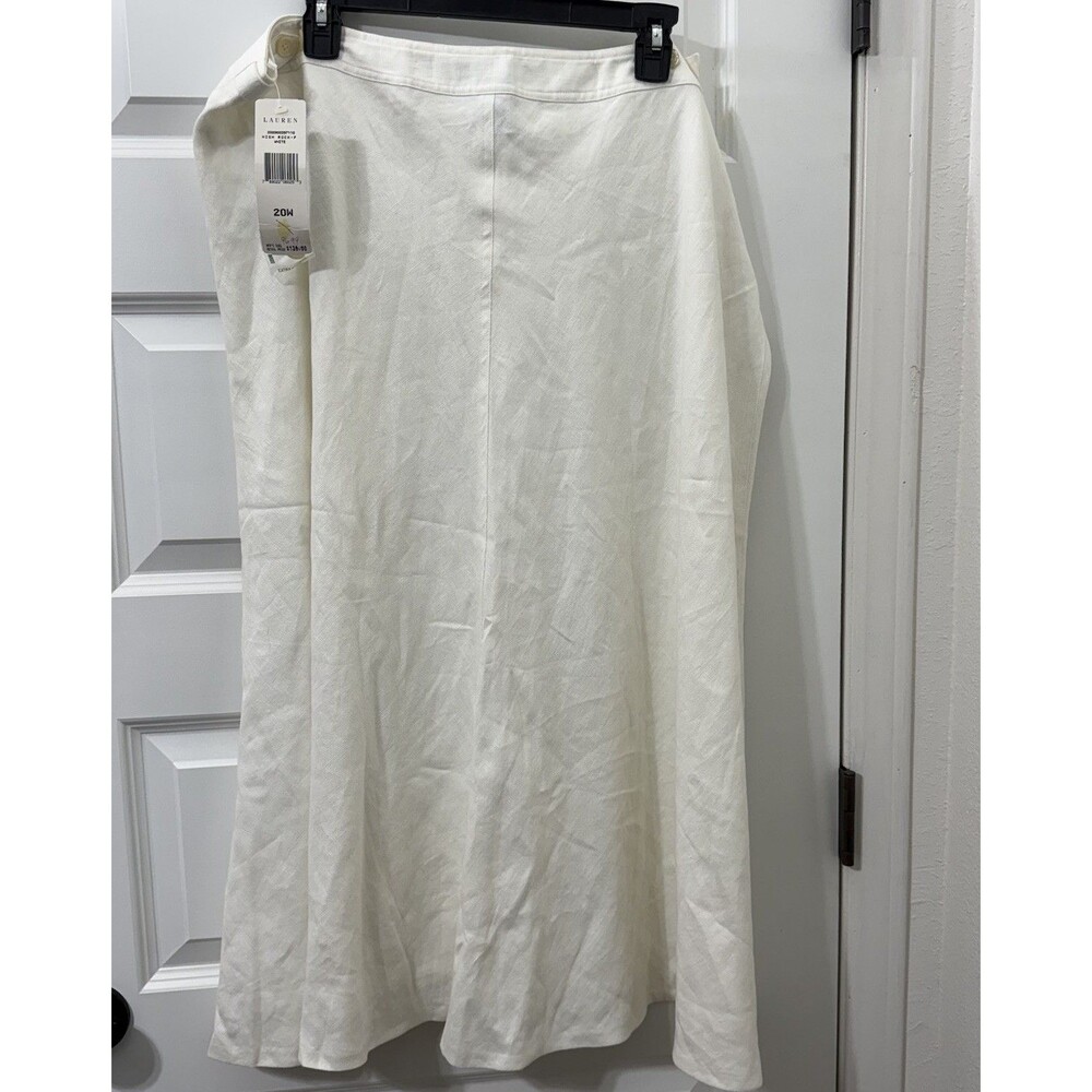 Lauren Ralph Lauren White Linen Maxi Skirt Lined  Women’s Size 20W Coastal NWT - Picture 4 of 11